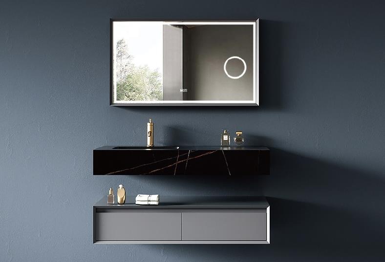 HOAA懸空實(shí)木浴室柜帶方形浴室鏡Y2120-1200